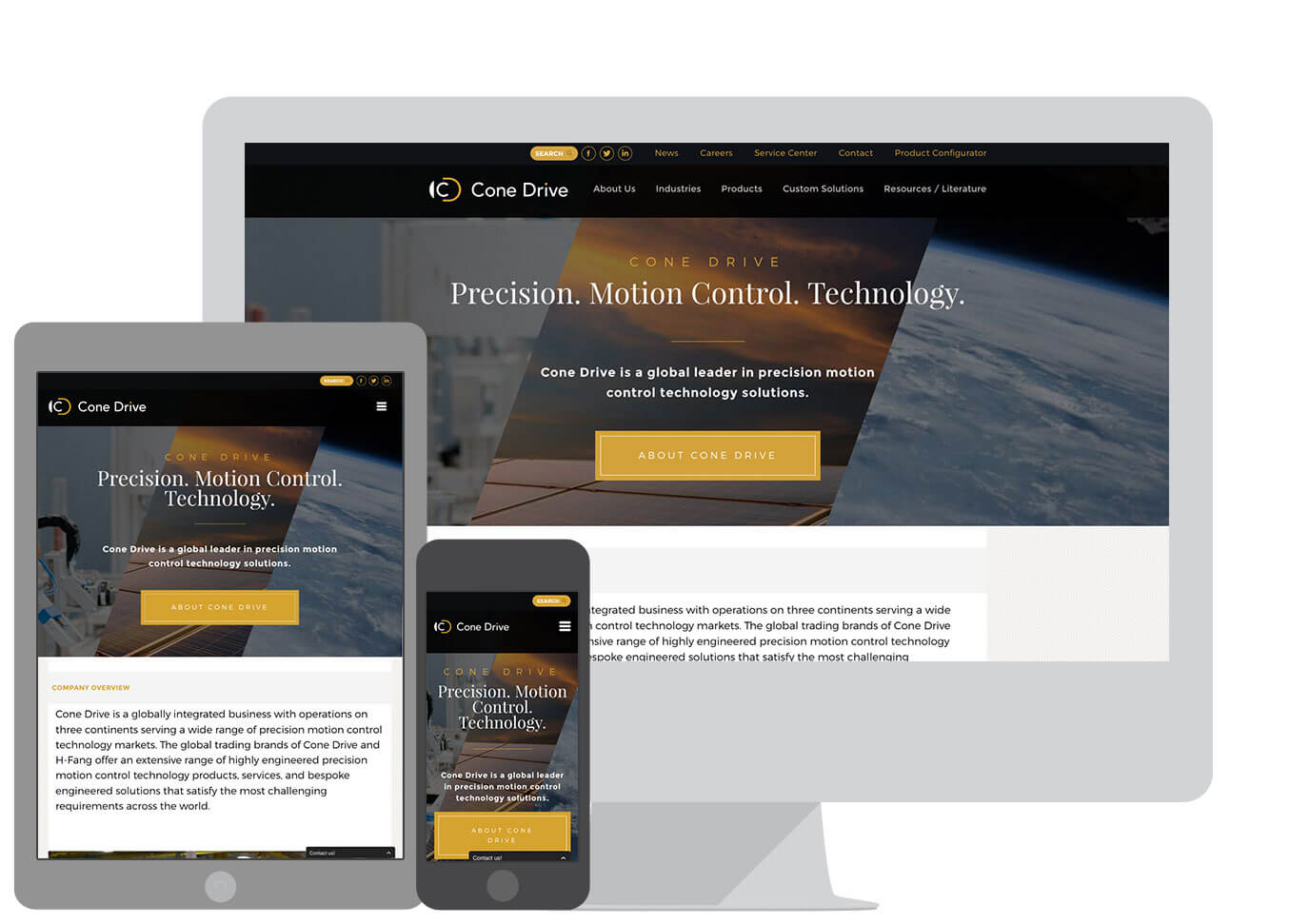 Cone Drive Website Design shown on desktop, tablet, and mobile phone