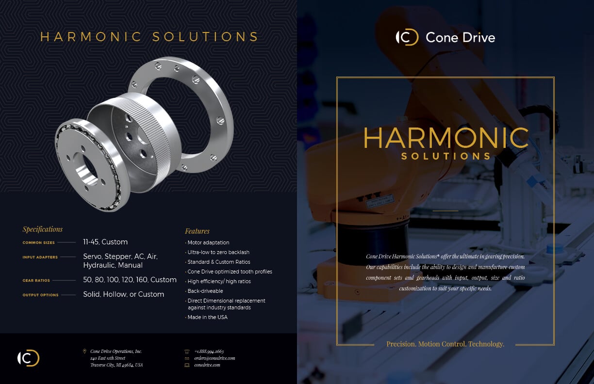Cone Drive Harmonic small brochure printed advertising design