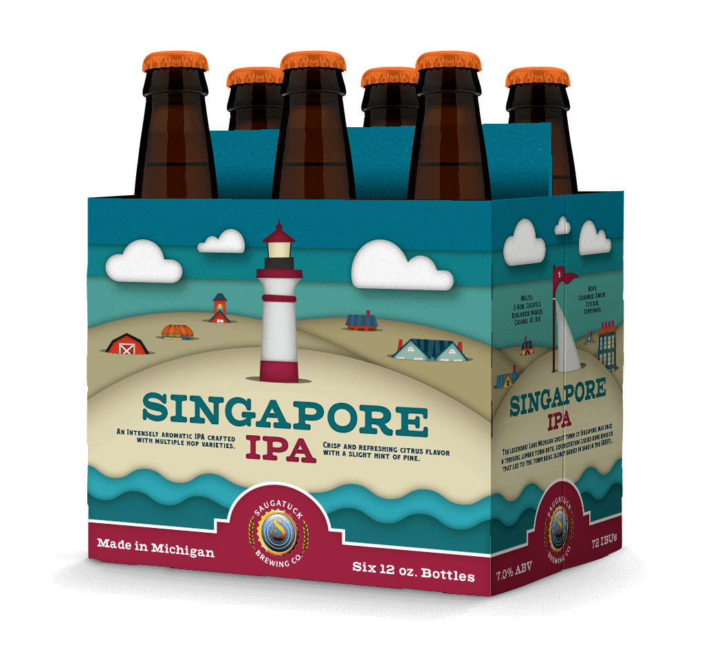 Saugatuck Brewing Co. Singapore IPA craft beer packaging