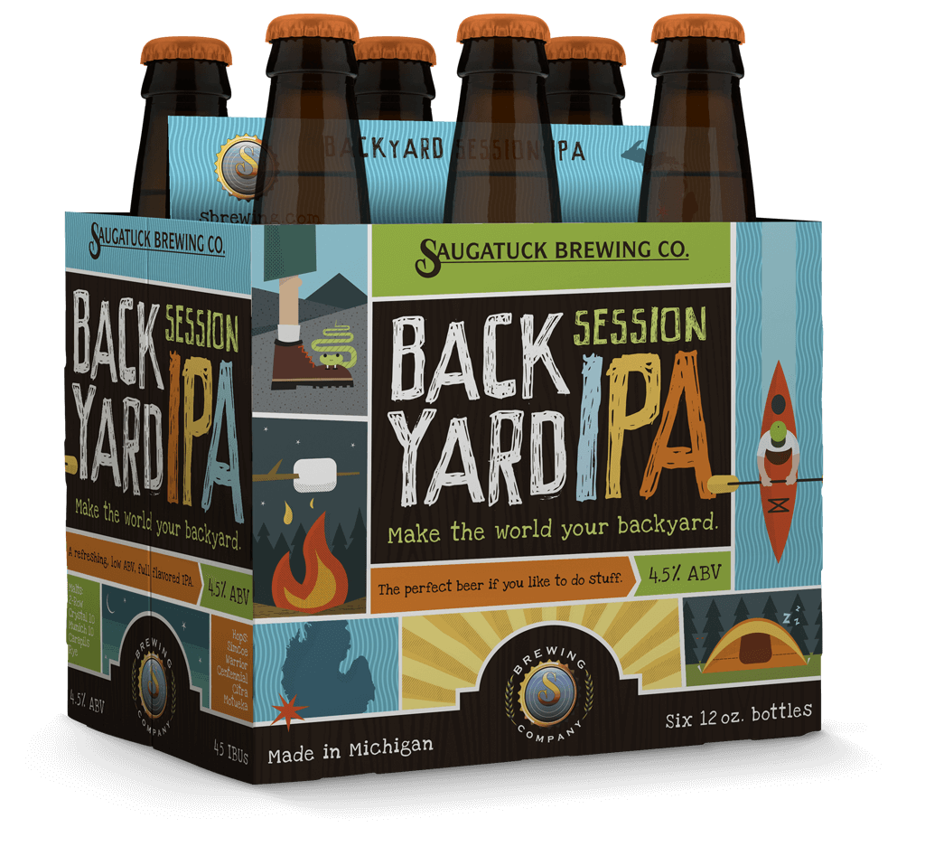 Saugatuck Brewing Co. Back Yard Session IPA craft beer packaging design