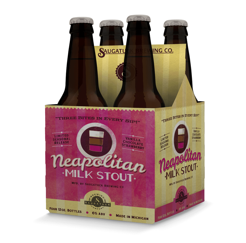 Saugatuck Brewing Co. Neapolitian Milk Stout craft beer packaging