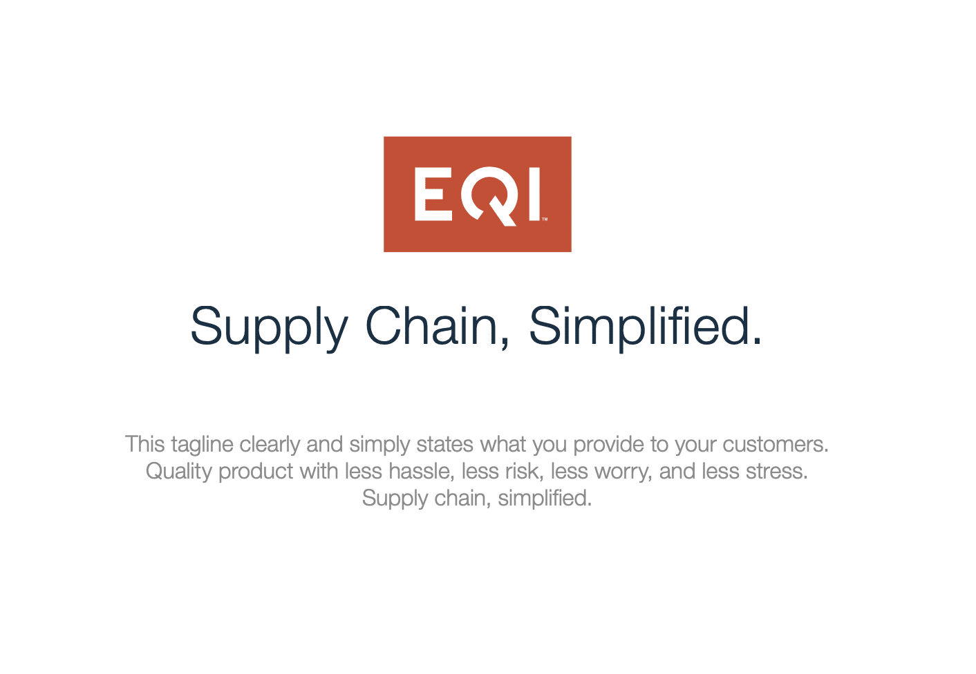EQI Tagline: Supply Chain, Simplified