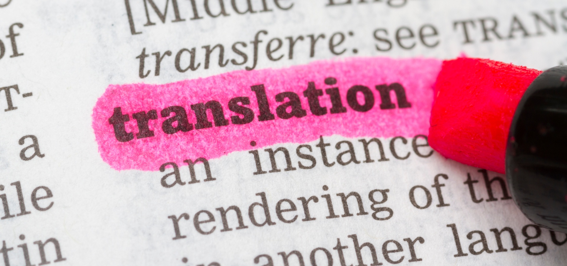 The word "translation" highlighted in pink