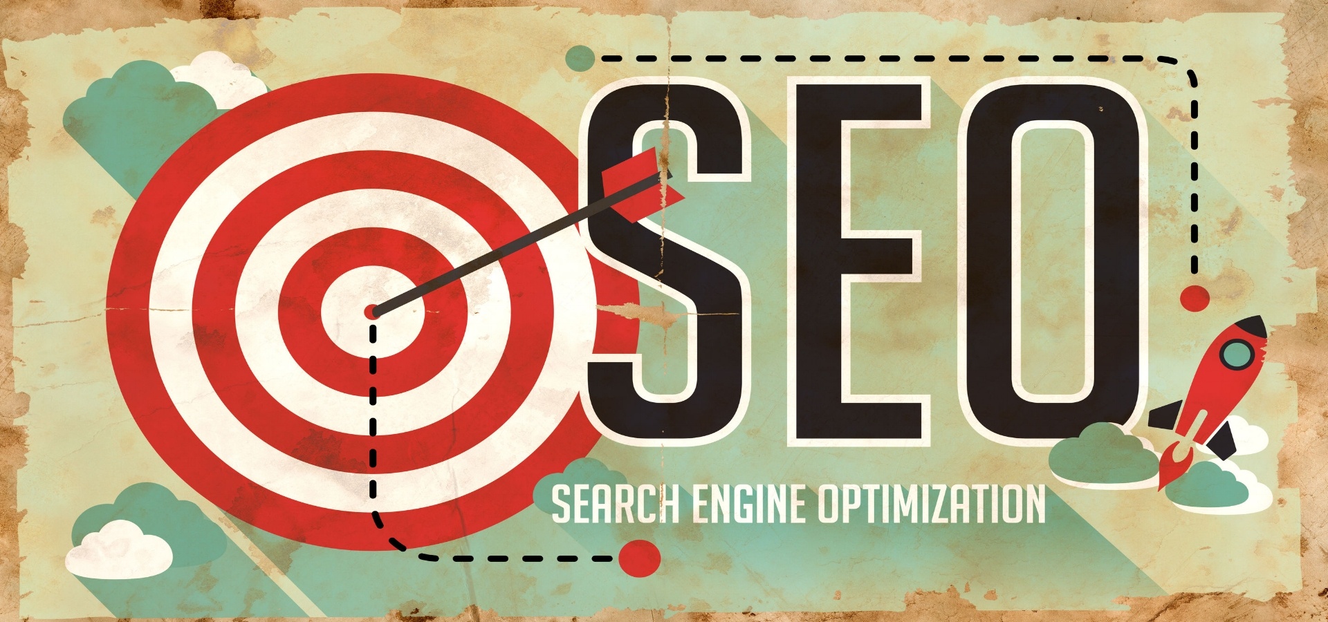 Target with arrow in the bullseye with the word "SEO - Search Engine Optimzation"