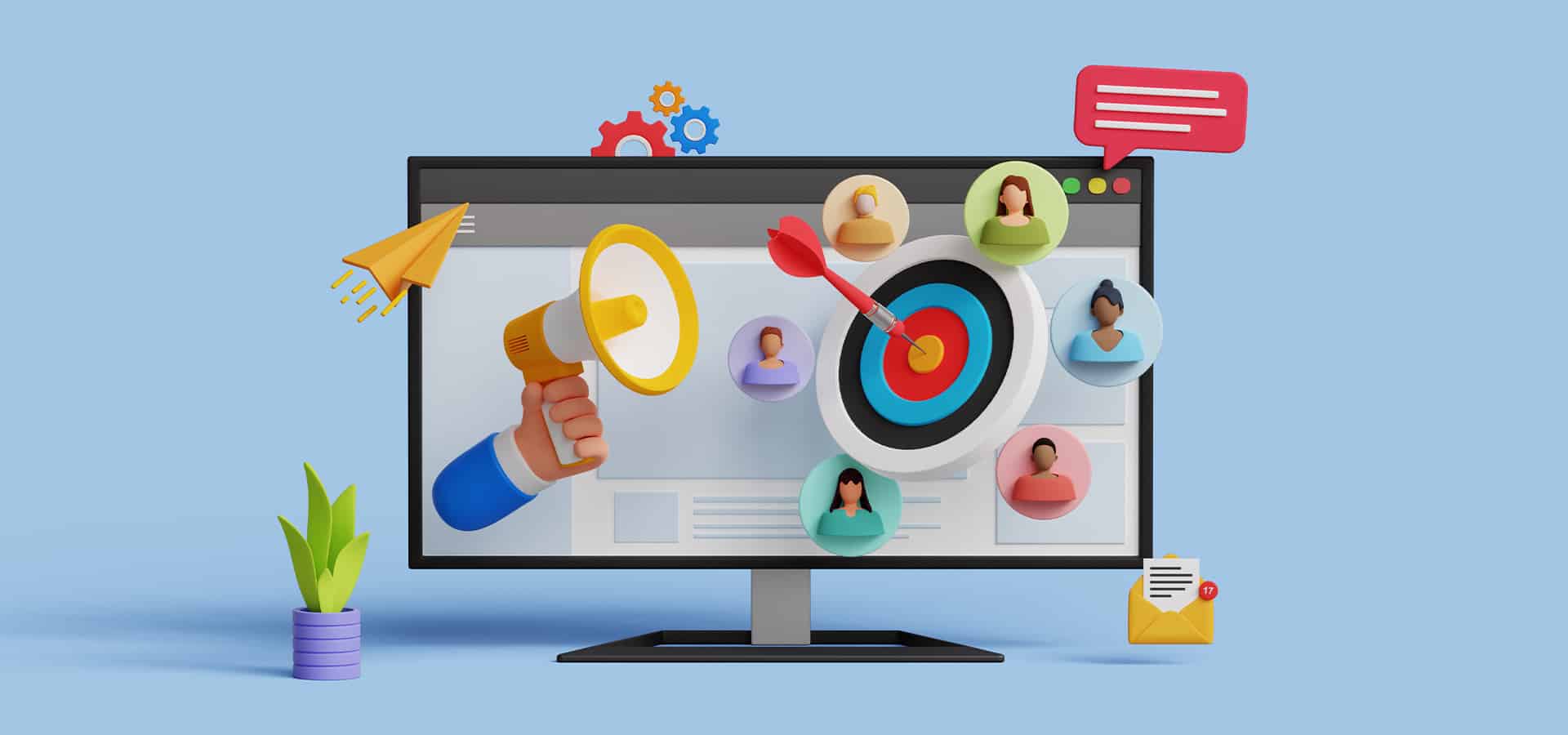 Graphic displays a target surrounded by avatars of people, emphasizing the need to get employer branding messaging to the right people in the right audience.